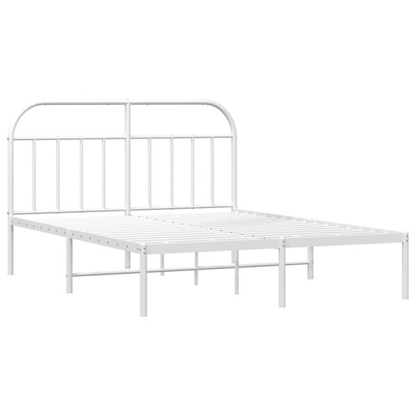 vidaXL Estrutura de cama com cabeceira 140x200 cm metal branco