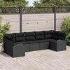 vidaXL Conjunto de Sofá de Jardim 7 pcs Preto Rattan de Polipropileno