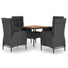 vidaXL 5 pcs conjunto de jantar jardim vime PE e ac&aacute;cia maci&ccedil;a preto