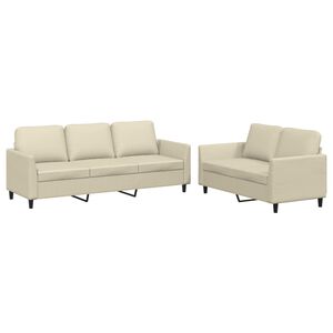 vidaXL 2 pcs conjunto sof&aacute;s c/ almofad&otilde;es couro artificial cor creme