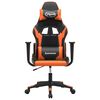 vidaXL Cadeira gaming couro artificial preto e laranja