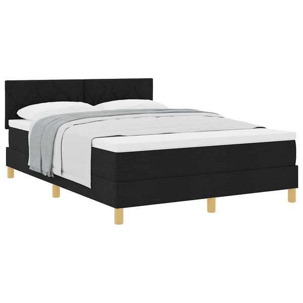 vidaXL Cama box spring com colch&atilde;o Preto 160 x 200 cm tecido