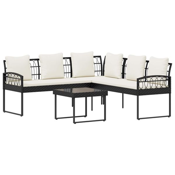 vidaXL Conjunto de Sof&aacute; de Jardim com almofada 2 pcs Preto A&ccedil;o