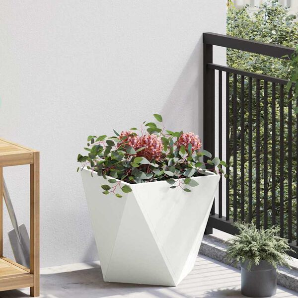 vidaXL Floreira Branco 40 x 40 x 40 cm A&ccedil;o