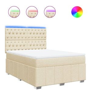 vidaXL Cama com molas/colch&atilde;o 140x200 cm tecido cor creme