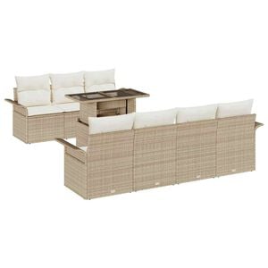 vidaXL Conjunto de Sof&aacute; de Jardim 8 unid. Bege