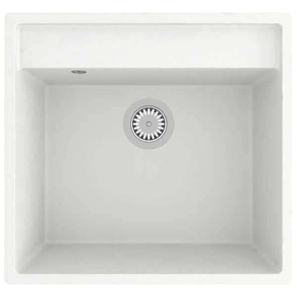 vidaXL Lava-louça cozinha c/ orifício extravasamento granito branco