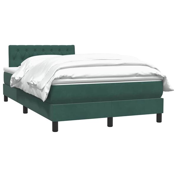 vidaXL Cama com molas/colch&atilde;o 120x220 cm veludo verde-escuro