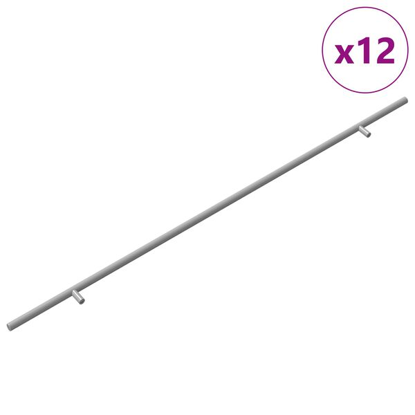 vidaXL Ma&ccedil;aneta de Arm&aacute;rio 12 pcs Prateado 800 mm A&ccedil;o inoxid&aacute;vel