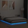 vidaXL Estrutura cama c/ luzes LED derivados de madeira cinza cimento