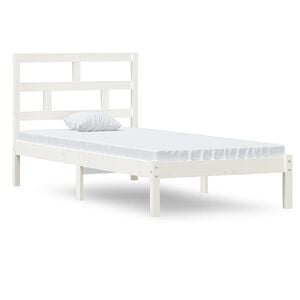 vidaXL Estrutura de cama solteiro 90x190 cm madeira maci&ccedil;a branco