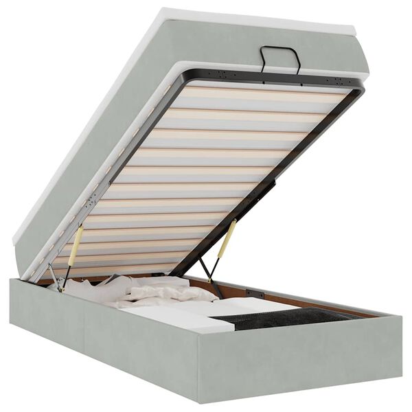 vidaXL Estrutura cama otomana colch&atilde;o 80x200 cm veludo cinzento claro