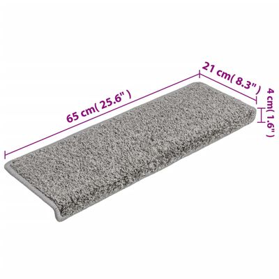 vidaXL Tapete/carpete para degraus 15 pcs 65x21x4 cm cinzento