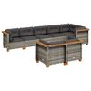 vidaXL 8 pcs conjunto sof&aacute;s de jardim c/ almofad&otilde;es vime PE cinzento