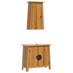 vidaXL 2 pcs conjunto m&oacute;veis p/ casa de banho madeira de pinho maci&ccedil;a
