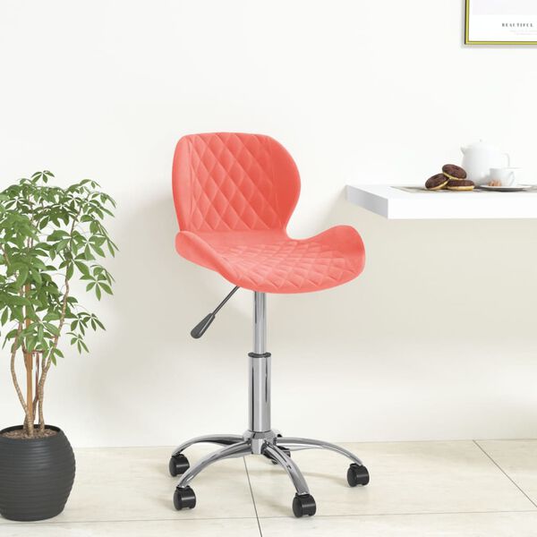 vidaXL Cadeira de jantar girat&oacute;ria veludo rosa