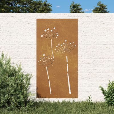vidaXL Decoração p/ muro de jardim 105x55 cm aço corten design flores