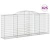 vidaXL Cestos gabi&atilde;o arqueados 25pcs 300x50x120/140 ferro galvanizado