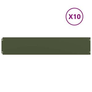 vidaXL Orlas relva 10 pcs verde azeitona 20x103 cm a&ccedil;o laminado a frio