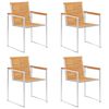 vidaXL Cadeiras de jardim c/ almofadões 4 pcs madeira de teca maciça