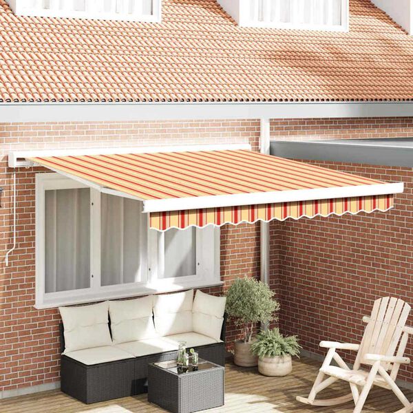 vidaXL Toldo Retr&aacute;til Amarelo e Laranja 300 x 250 cm Tecido e Metal