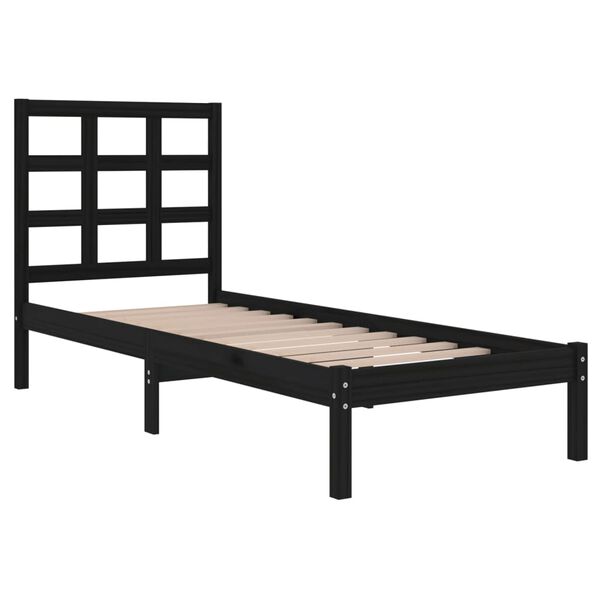 vidaXL Estrutura cama pequena solteiro 75x190 cm madeira maciça preto