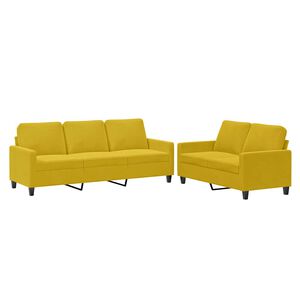 vidaXL 2 pcs conjunto de sof&aacute;s com almofad&otilde;es veludo amarelo