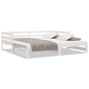 vidaXL Estrutura sof&aacute;-cama de puxar 2x(90x200) cm pinho maci&ccedil;o branco