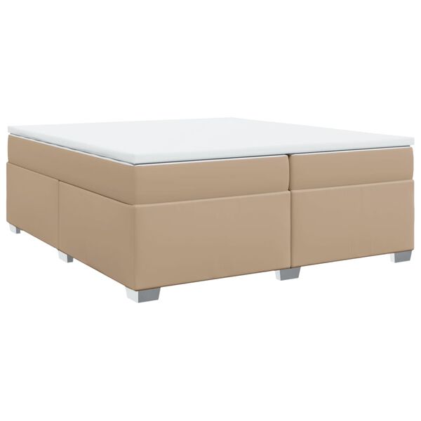 vidaXL Cama com molas/colch&atilde;o 200x200 cm couro artificial cappuccino