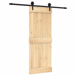 vidaXL Porta Deslizante Natural e Preto 80 x 210 cm