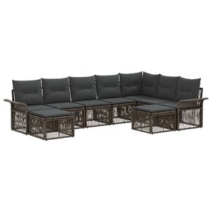 vidaXL Conjunto de Sof&aacute; de Jardim 9 pcs Cinza e Cinza Escuro vime PE