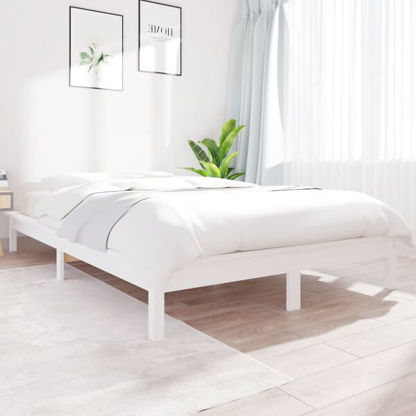 vidaXL Estrutura de cama 200x200 cm madeira de pinho maci&ccedil;a branco