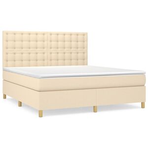 vidaXL Cama com molas/colch&atilde;o 160x200 cm tecido cor creme