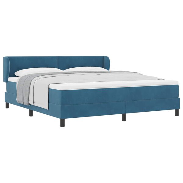 vidaXL Cama Box com colch&atilde;o Azul escuro 180 x 200 cm Veludo