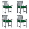 vidaXL Cadeiras de jardim com almofad&otilde;es 4 pcs ac&aacute;cia maci&ccedil;a cinza