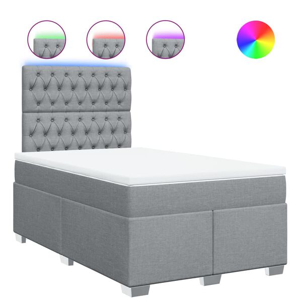 vidaXL Cama boxspring com colch&atilde;o 120x190 cm tecido cinzento-claro