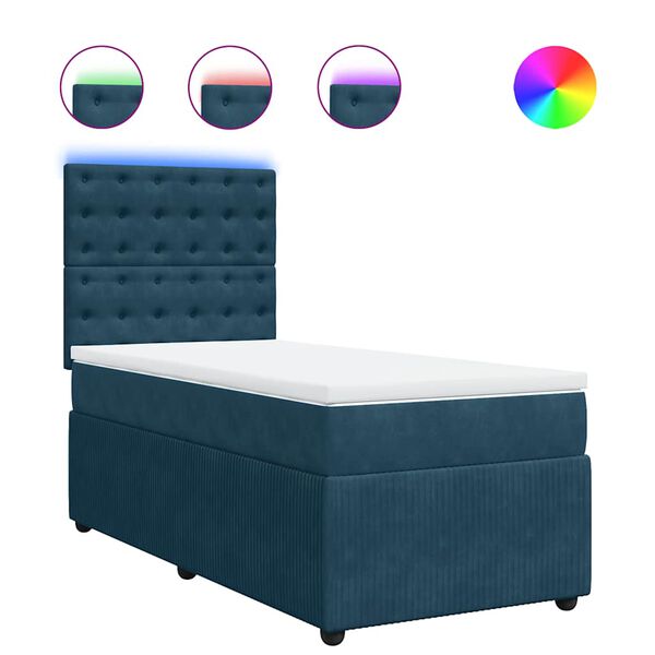 vidaXL Cama boxspring com colch&atilde;o 90x200 cm veludo azul