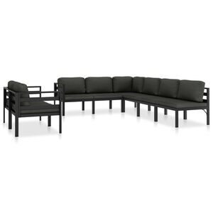 vidaXL 8 pcs conjunto lounge jardim com almofad&otilde;es alum&iacute;nio antracite