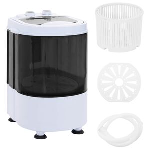 vidaXL M&aacute;quina de Lavar Mini com Tanque &Uacute;nico 2,6 kg Preto e Branco