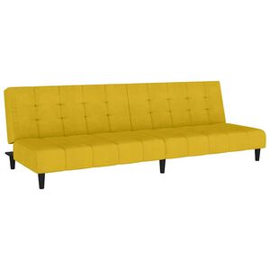 vidaXL Sof&aacute;-cama de 2 lugares veludo amarelo