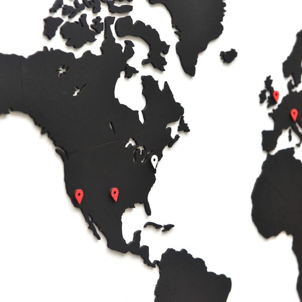 MiMi Innovations Decora&ccedil;&atilde;o parede mapa-m&uacute;ndi Luxury preto 90x54 cm