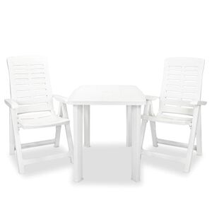 vidaXL Conjunto bistr&ocirc; 3 pcs pl&aacute;stico branco