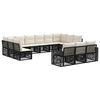 vidaXL Conjunto de Sof&aacute; de Jardim 13 pcs Preto e Branco Creme vime PE