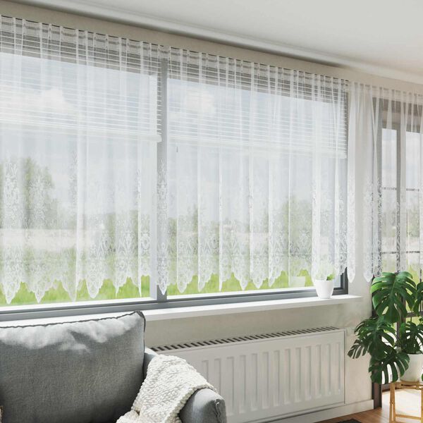 vidaXL Cortina de Renda com cortinas Branco 180 x 750 cm Poli&eacute;ster