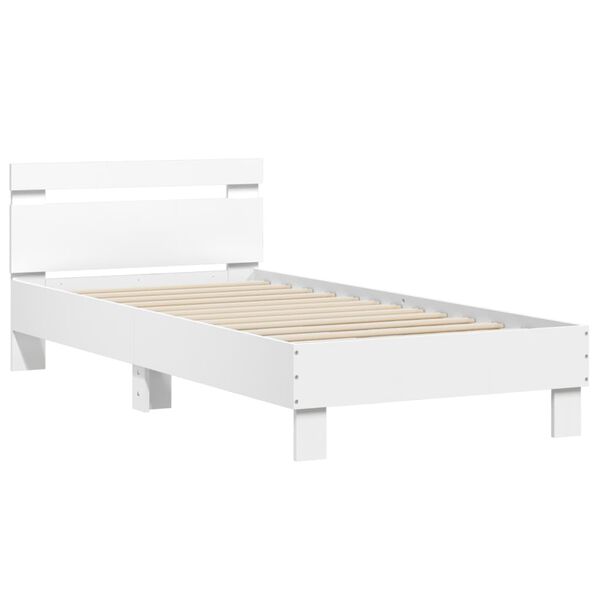 vidaXL Estrutura de cama c/ cabeceira 90x190 cm deriv. madeira branco