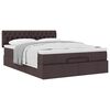 vidaXL Cama otomana com colch&atilde;o 140x190 cm tecido castanho escuro