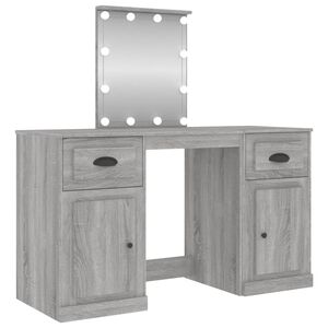 vidaXL Toucador com luzes LED 130x50x132,5 cm cinzento sonoma