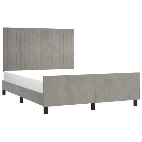 vidaXL Estrutura de cama sem colch&atilde;o 140x190 cm veludo cinzento-claro