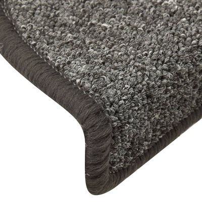 vidaXL Tapete/carpete para degraus 15 pcs 56x17x3 cm cinza-escuro