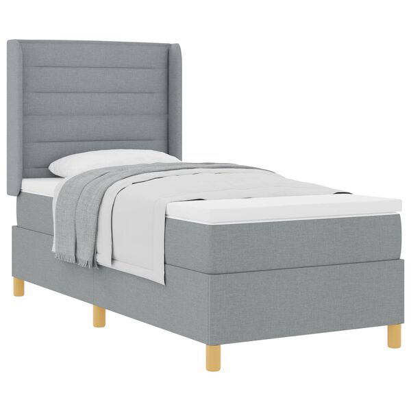 vidaXL Cama Box com colch&atilde;o Cinzento-claro 80 x 200 cm tecido